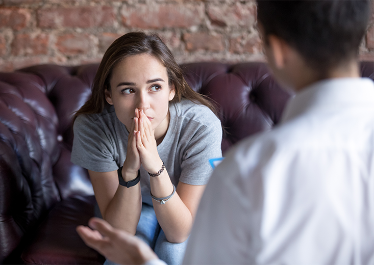 counselor talking with patient